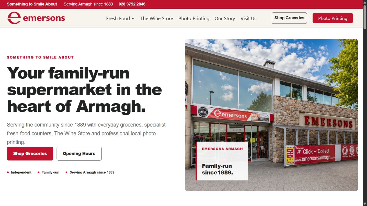 H.A. Emerson and Sons current supermarket homepage